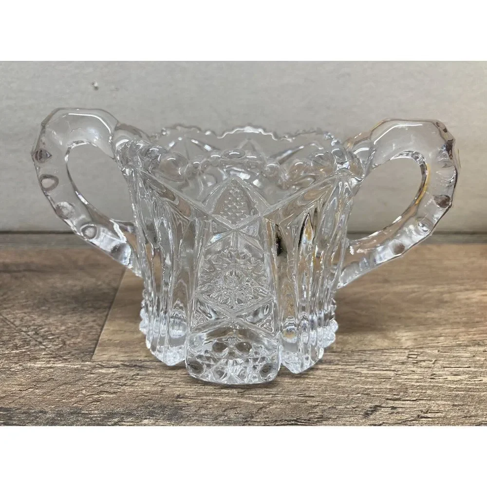 Vintage Pressed Glass Ice Blue Cream And Sugar Set‎ Unmarked SEE PICTURES